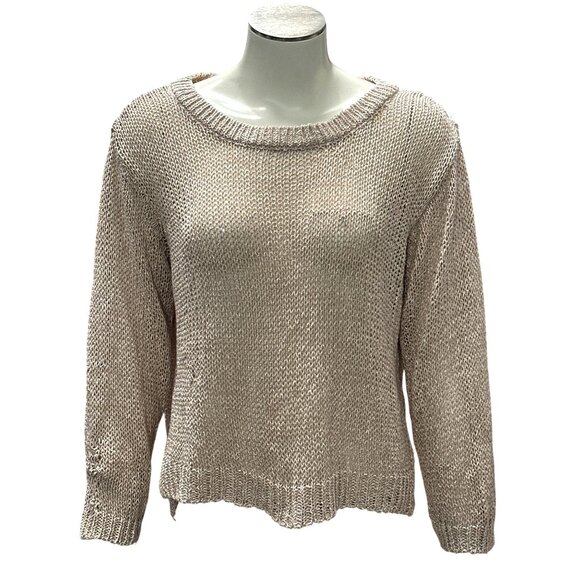 CCC Loose Knit Crop Top Metallic Open Back Sweater Stylish Lightweight Pullover - Picture 1 of 8